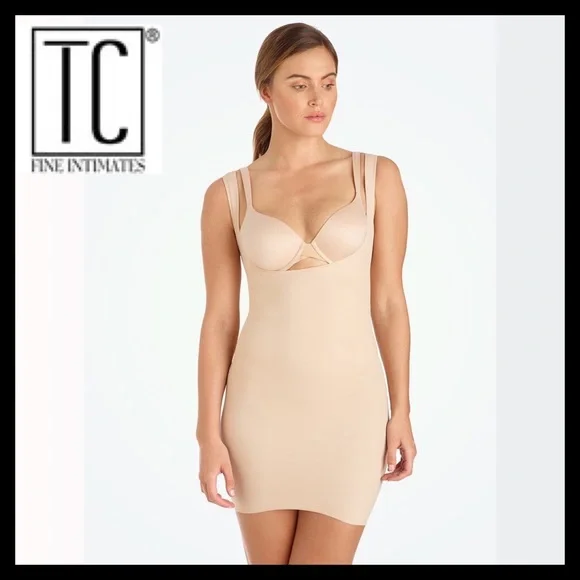 TC FINE INTIMATES Firm Control Torsette Open-Bust Slip Nude - Picture 3 of 5